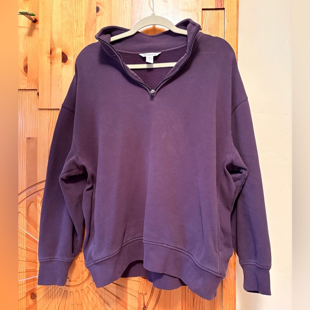 Athleta Deep Purple Half-Zip Pullover Sweater - image 1